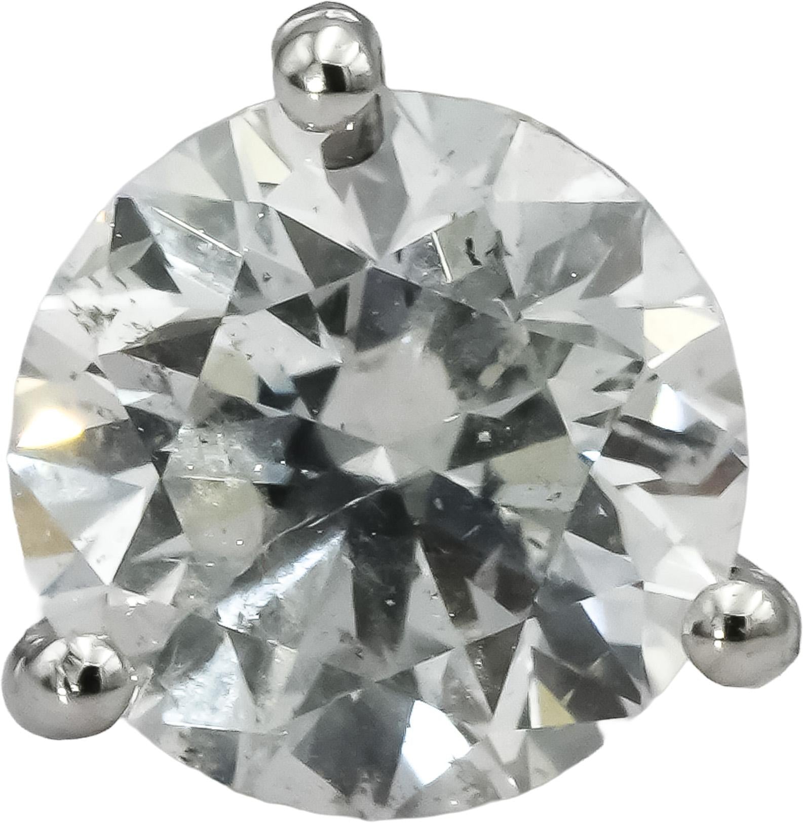 14k White Gold Round Diamond Martini Style Stud Earrings 2.12CT