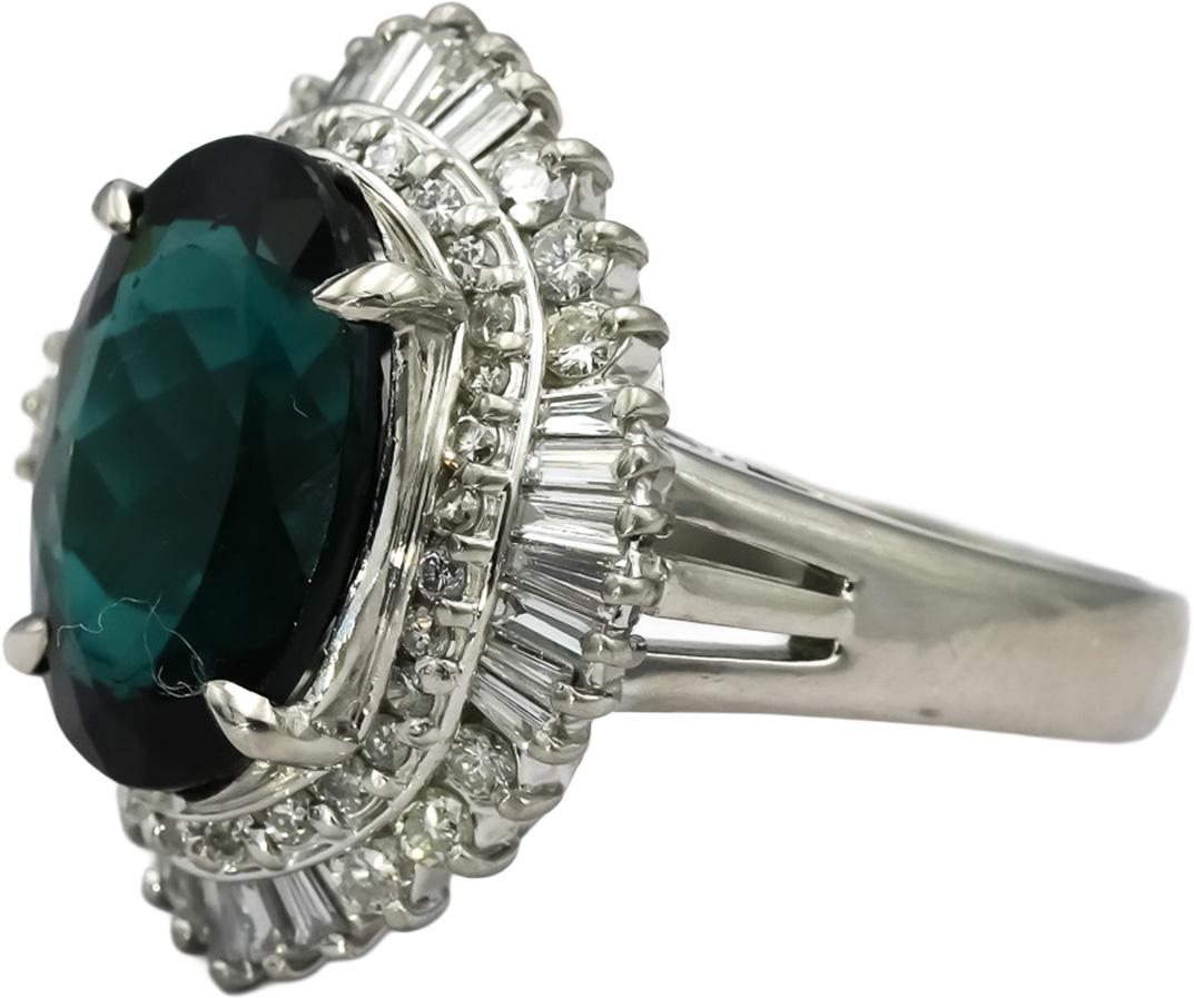 Platinum Diamond and Tourmaline Cocktail Ring 6.87CT Size 7.5