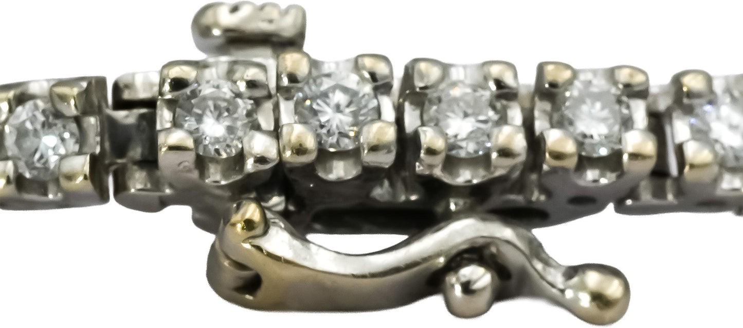 14k White Gold Round Diamond Tennis Bracelet 2.10CT