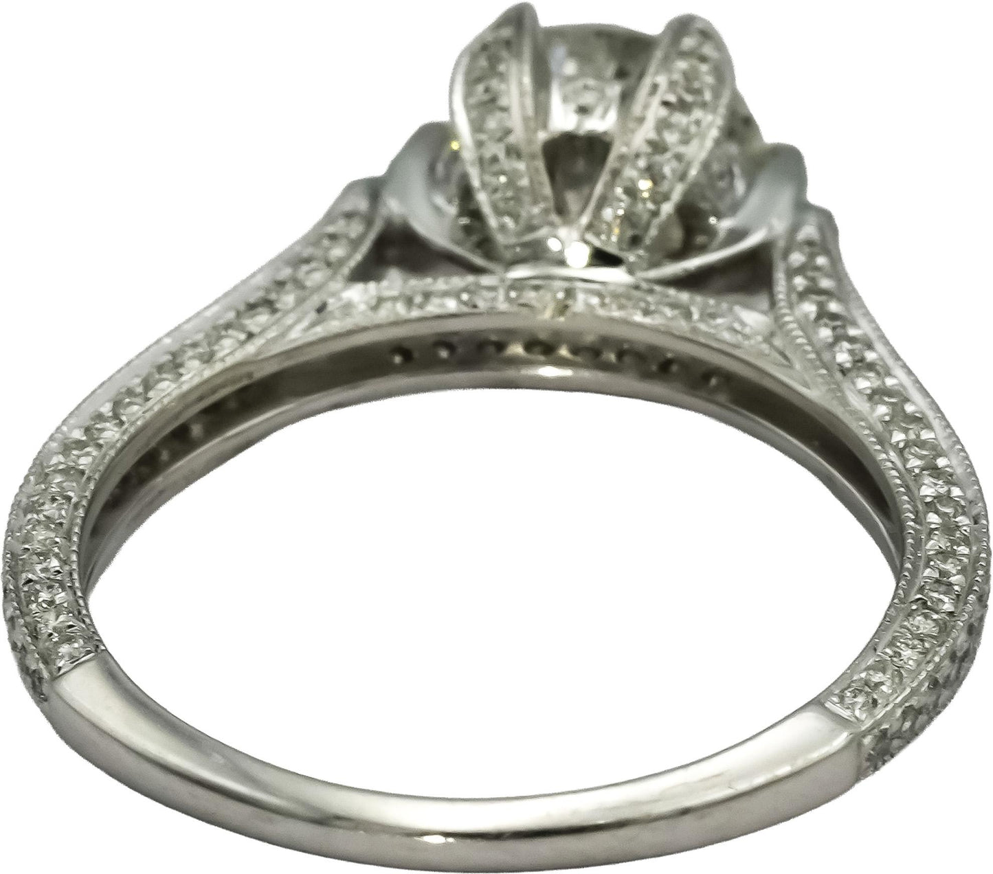14k White Gold Round Diamond Engagement Ring 2.02CT w/ 1.52CT Center Size 7