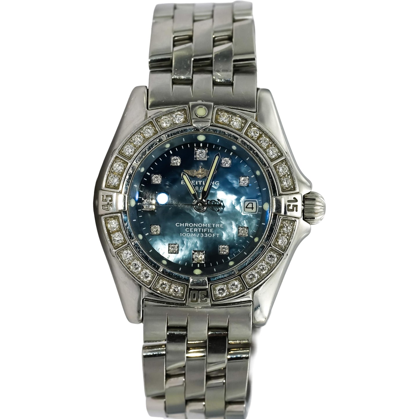 BREITLING Stainless Steel Callistino Factory Bezel Dial Quartz Watch Ref. A72345