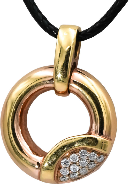 18k Yellow Gold VS Round Diamond Circle Pendant Necklace 0.25CT