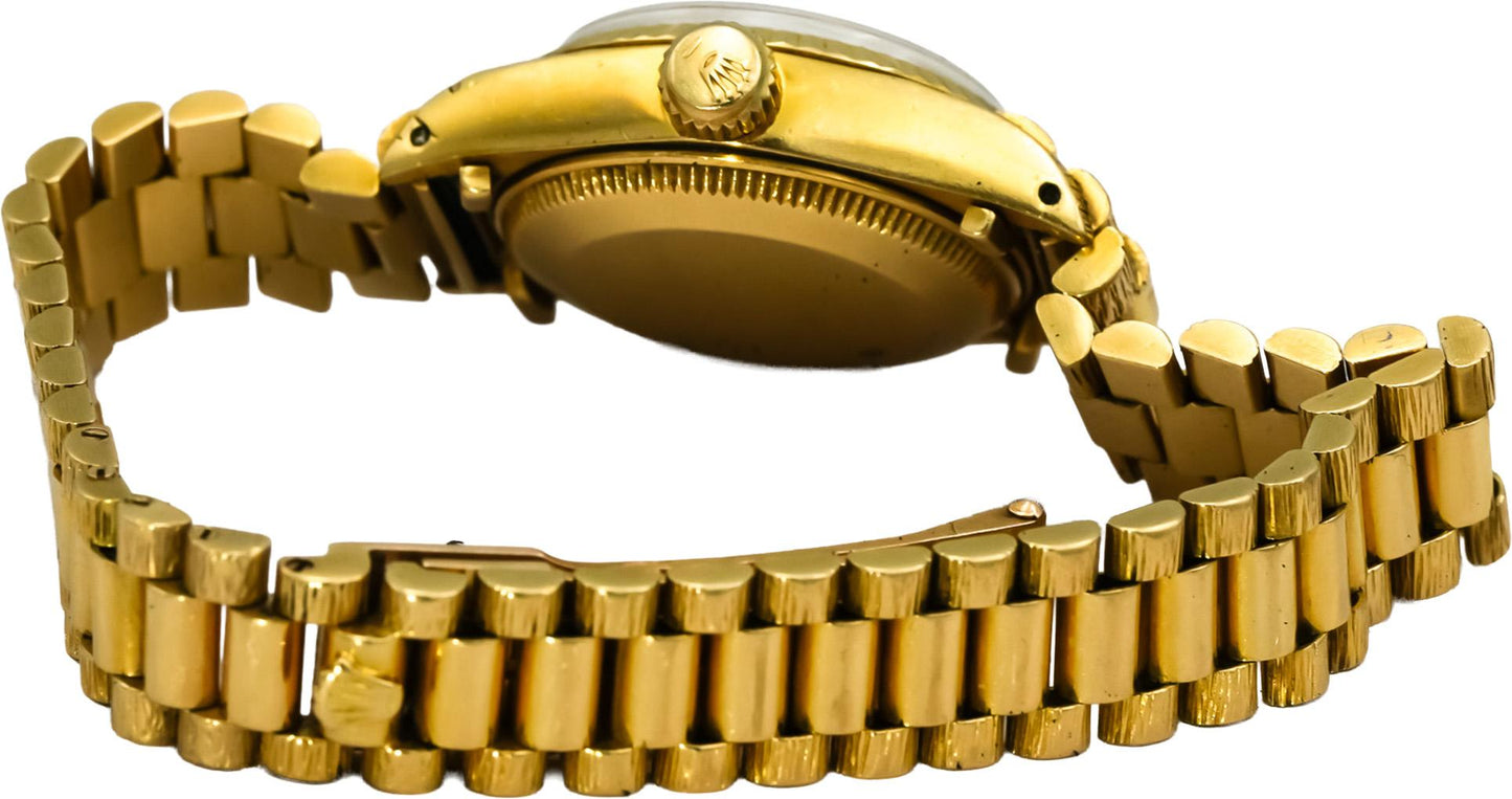 ROLEX Vintage 18k Gold Lady-Datejust Custom Dial Bark Finish Watch Ref 6917