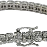 10k White Gold Round and Baguette Cut Diamond Line Bracelet 6.0CT