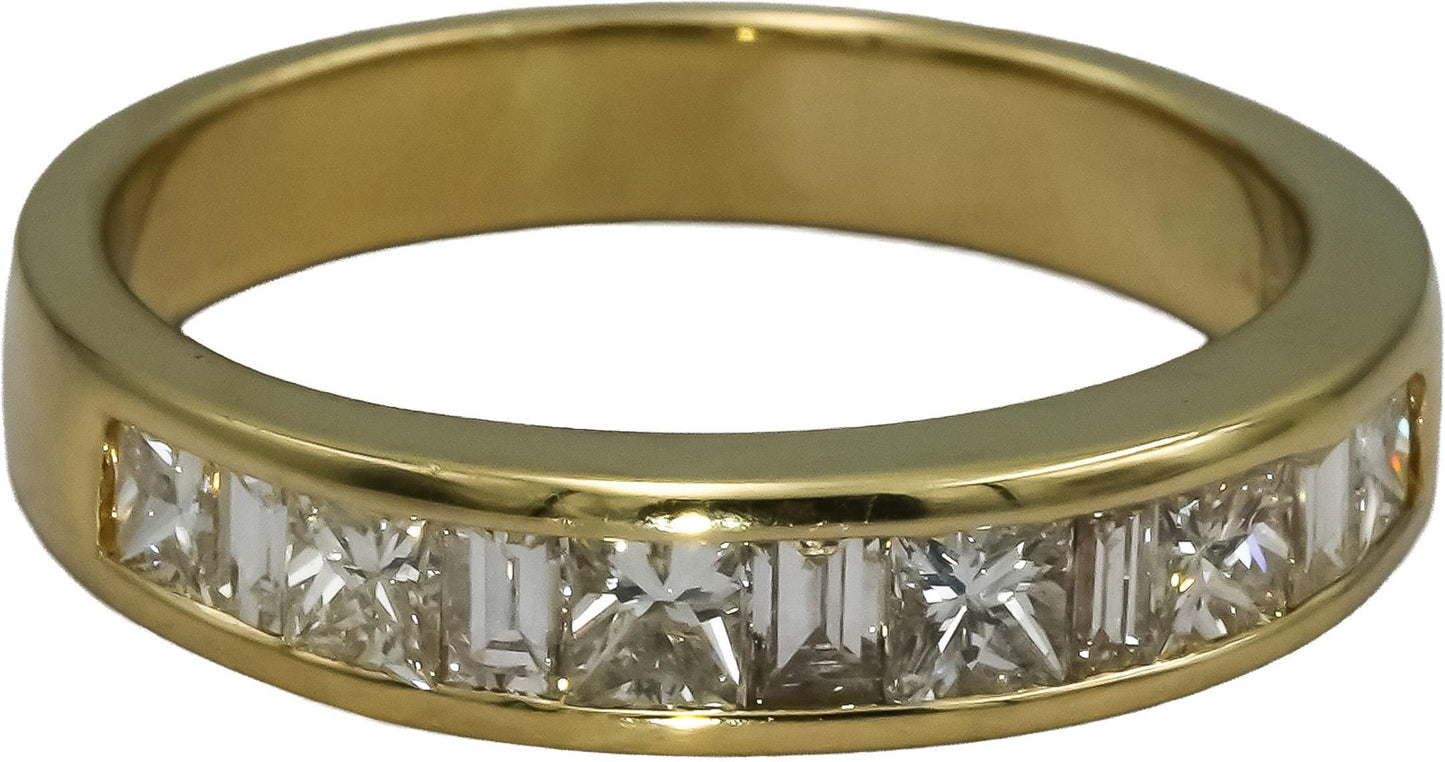 14k Yellow Gold Baguette Princess Diamond Anniversary Band Ring 0.75CT Size 6.25