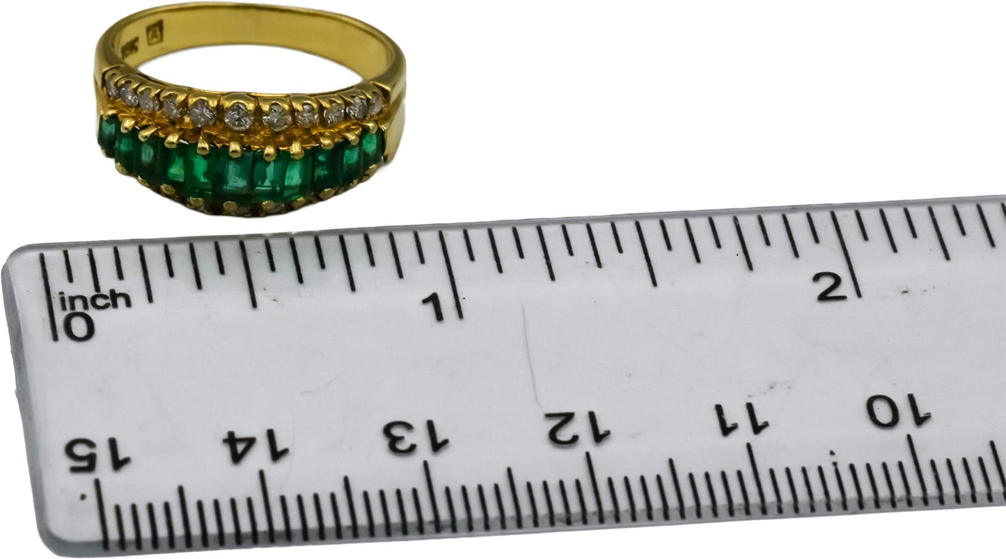 18k Yellow Gold VS Diamond and Emerald Band Ring 1.0CT Size 5.75