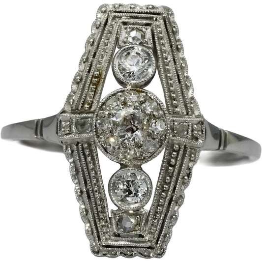 Vintage Antique 10k White Gold Diamond Dinner Ring 0.50CT Size 10.75
