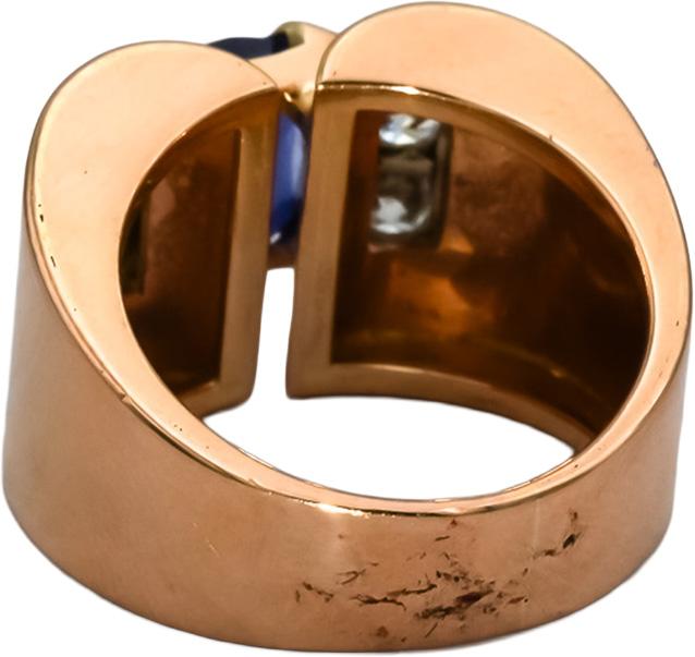 18k Rose Gold Retro Antique VS Diamond and Sapphire Ring 2.25CT Size 4.75