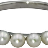 MIKIMOTO 18k White Gold 3.5mm Akoya Pearls Band Ring Size 9.5 w/ Box