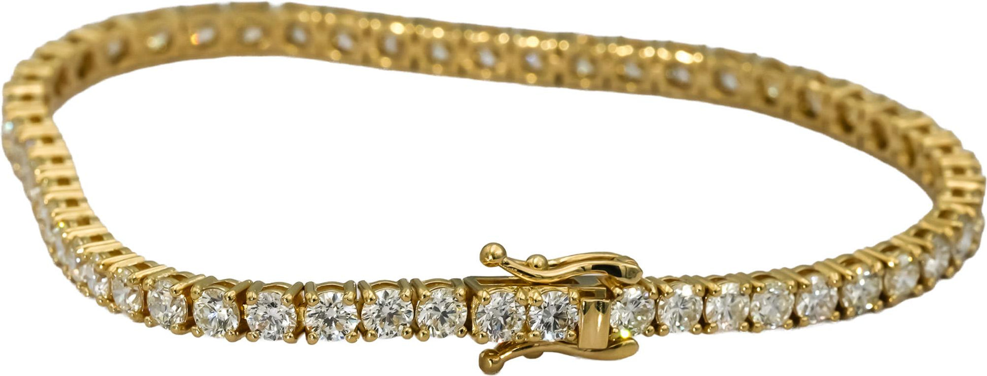 14k Yellow Gold VS Round Diamond Tennis Bracelet 7.01CT