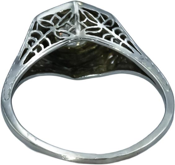 Art Deco Antique Platinum Diamond Filigree Ring 0.35CT Size 6.5