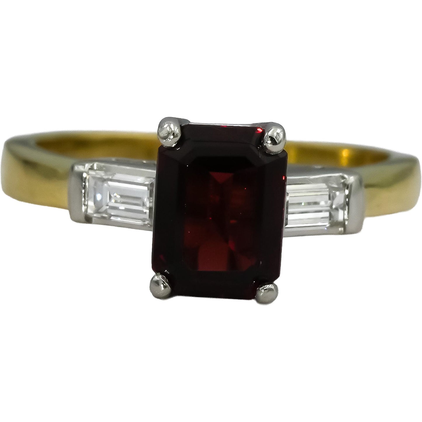 18k Gold & Platinum VS Diamond and Garnet Cocktail Ring 2.13CT Size 6.75