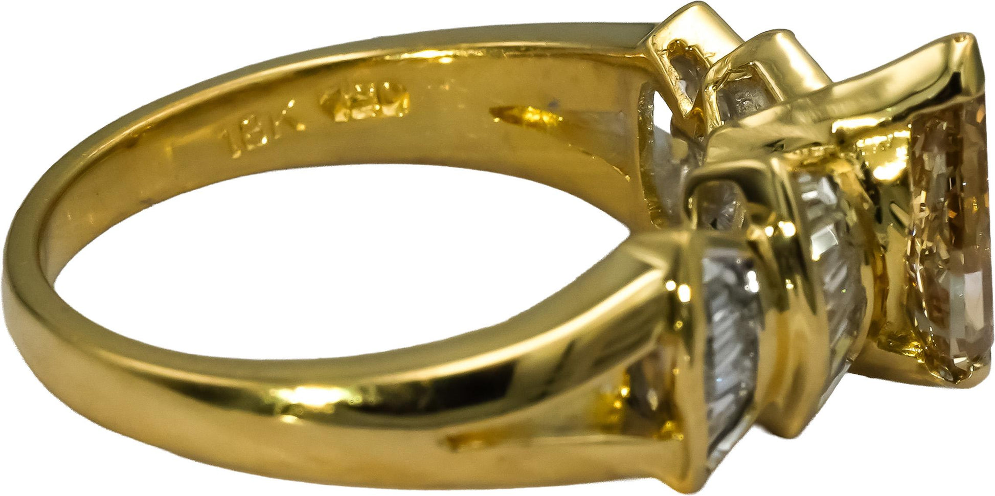 18k Yellow Gold VS Diamond Cocktail Ring 1.29CT w/ 0.94CT Center Size 6
