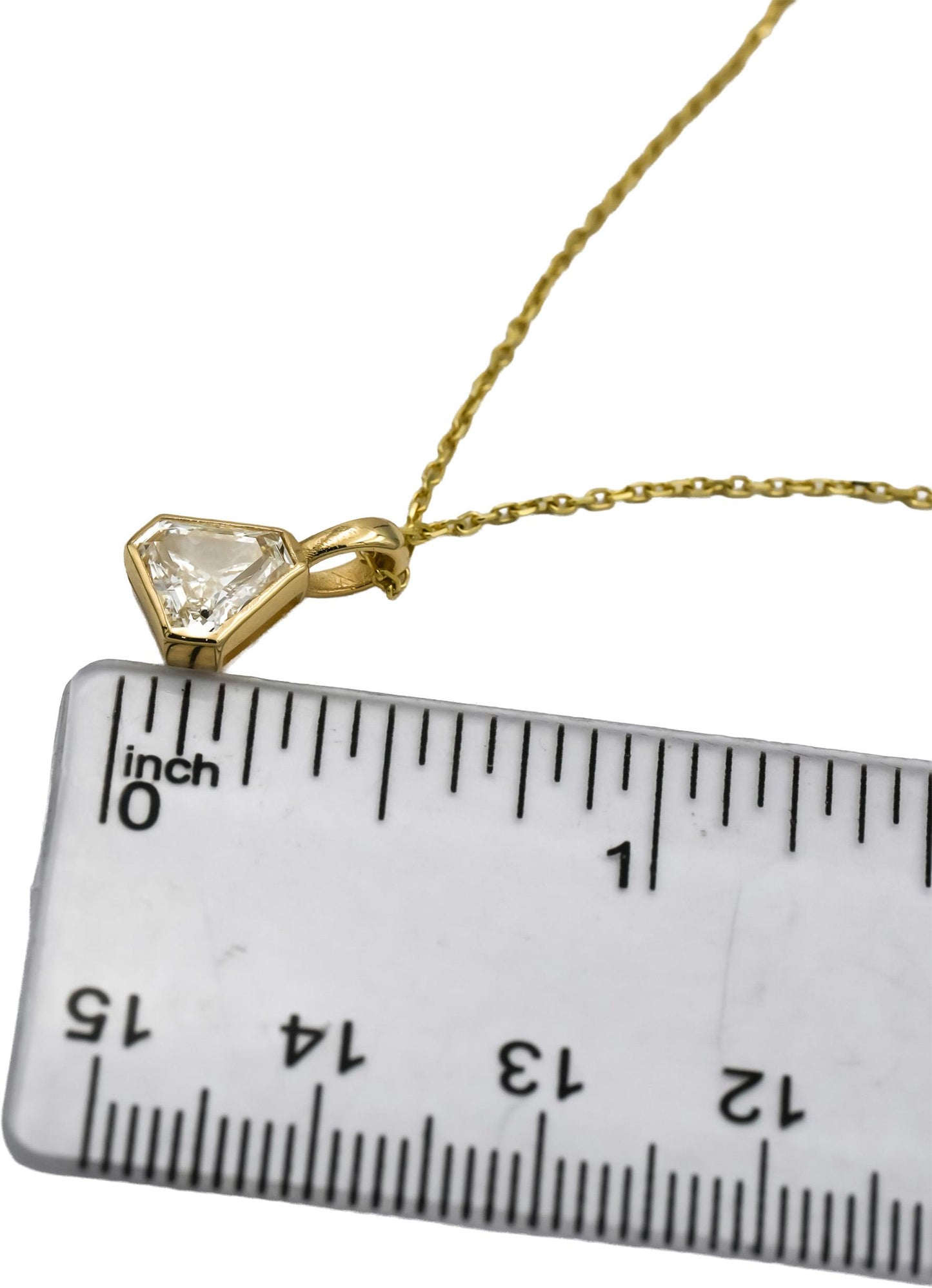 GIA 14k Yellow Gold SI1/I Trillion Step Cut Diamond Pendant Necklace 1.08CT