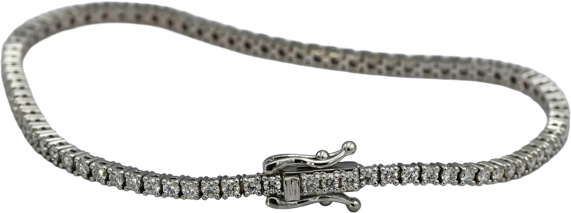 14k White Gold VS Round Diamond Tennis Bracelet 2.05CT