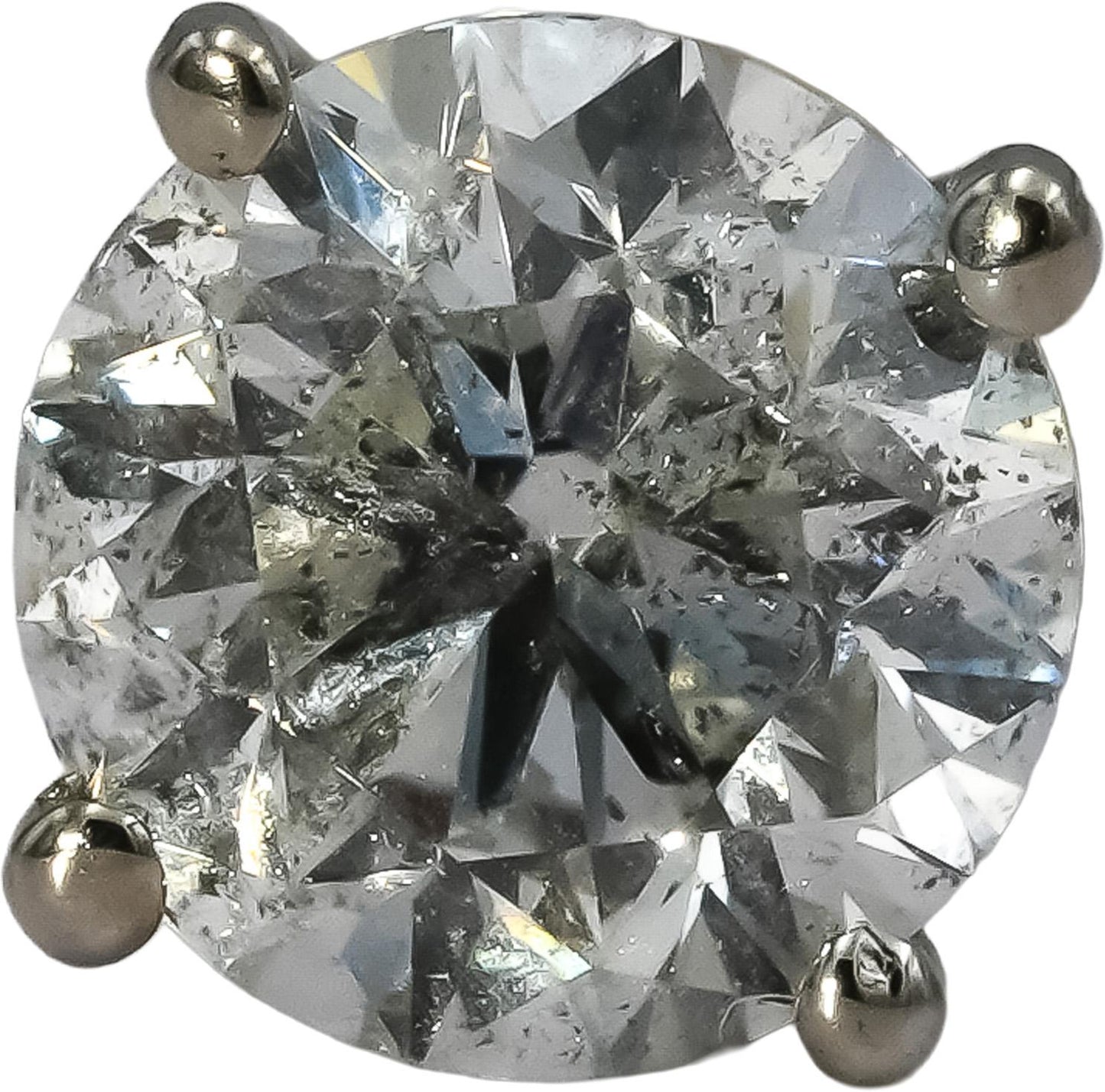 14k White Gold Round Diamond Martini Setting Stud Earrings 1.56CT