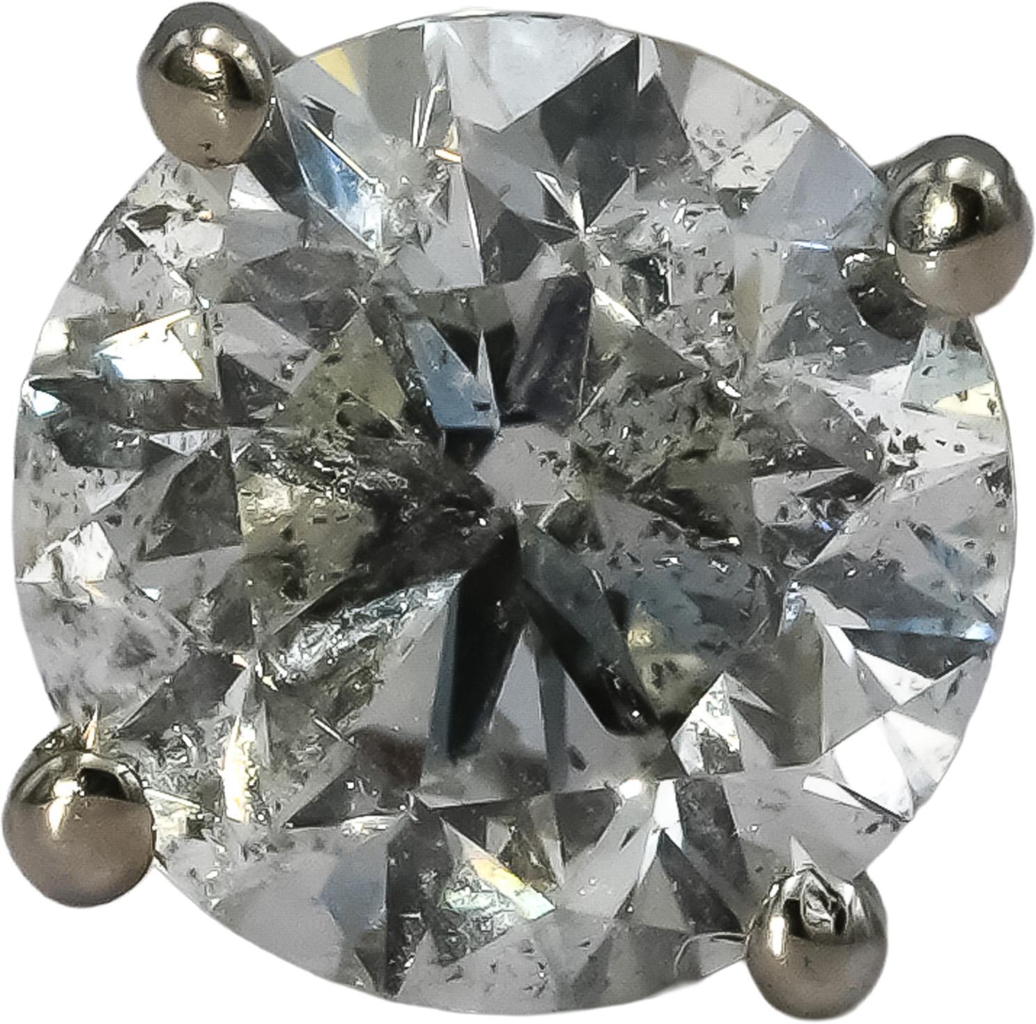 14k White Gold Round Diamond Martini Setting Stud Earrings 1.56CT