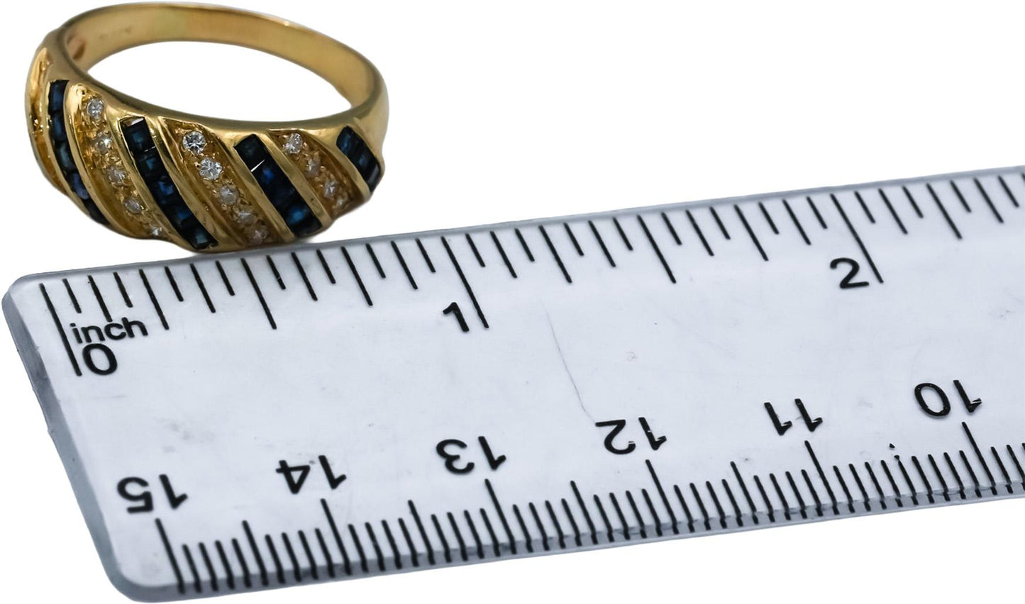 14k Yellow Gold Diamond and Sapphire Band Ring 1.0CT Size 9