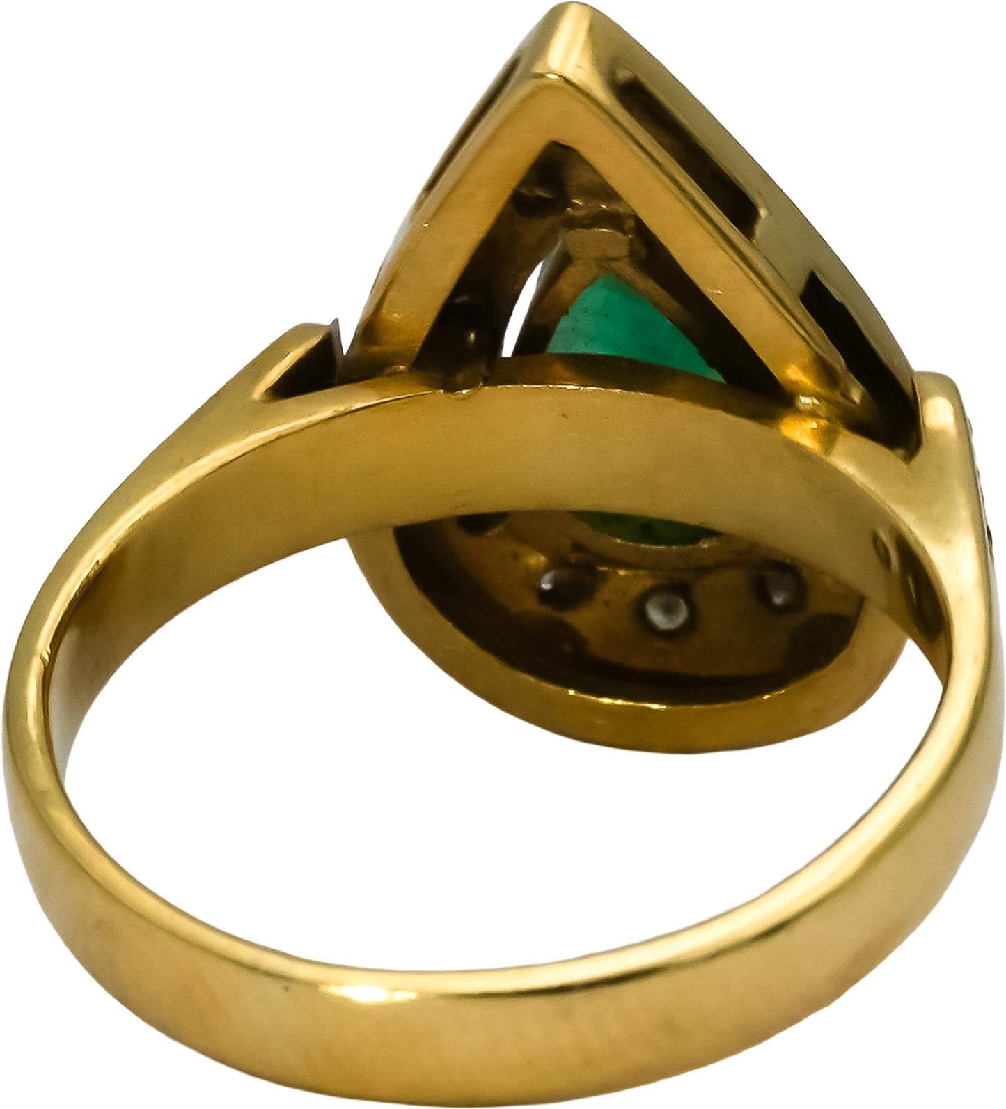 18k Yellow Gold Diamond and Emerald Cocktail Ring 0.85CT Size 5