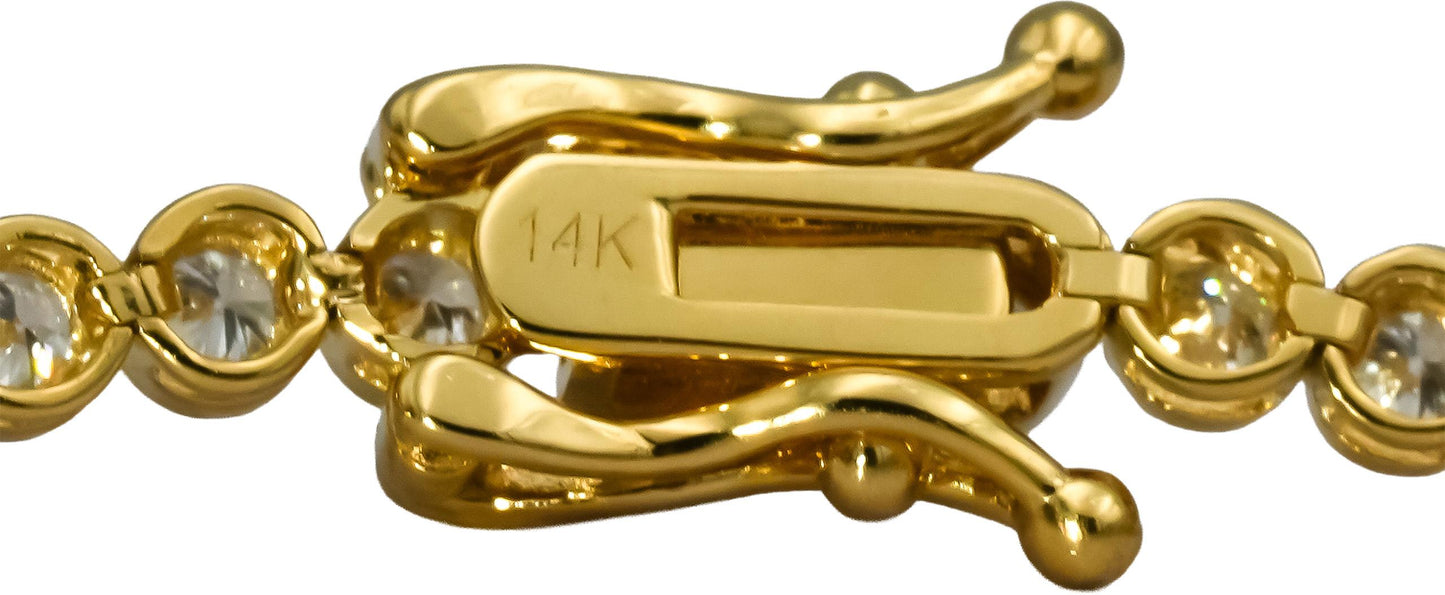 14k Yellow Gold Round Bezel Set Diamond Tennis Bracelet 2.35CT