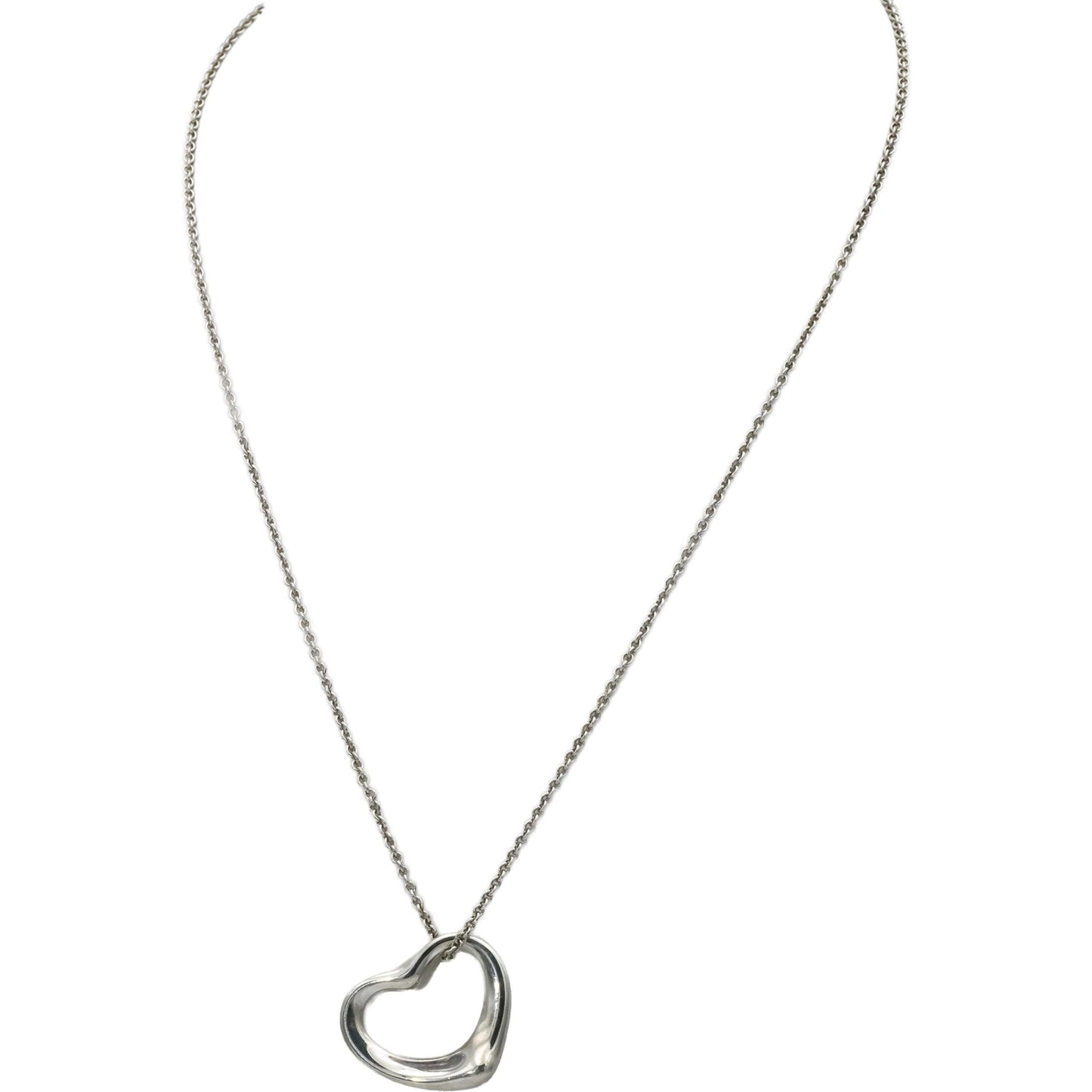 TIFFANY & CO. Sterling Silver Elsa Peretti Open Heart Pendant Necklace