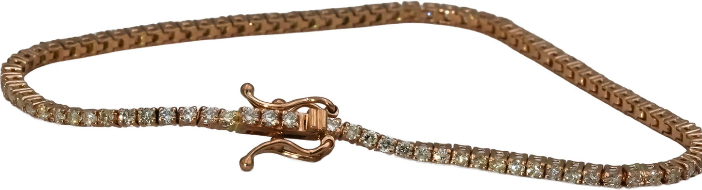 14k Rose Gold Round Diamond Tennis Bracelet 1.70CT 72 Pieces