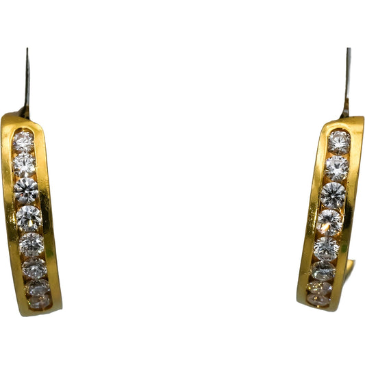 TIFFANY & CO. 18k Gold VS Diamond Inside Out Hoop Huggie Earrings 1.0CT