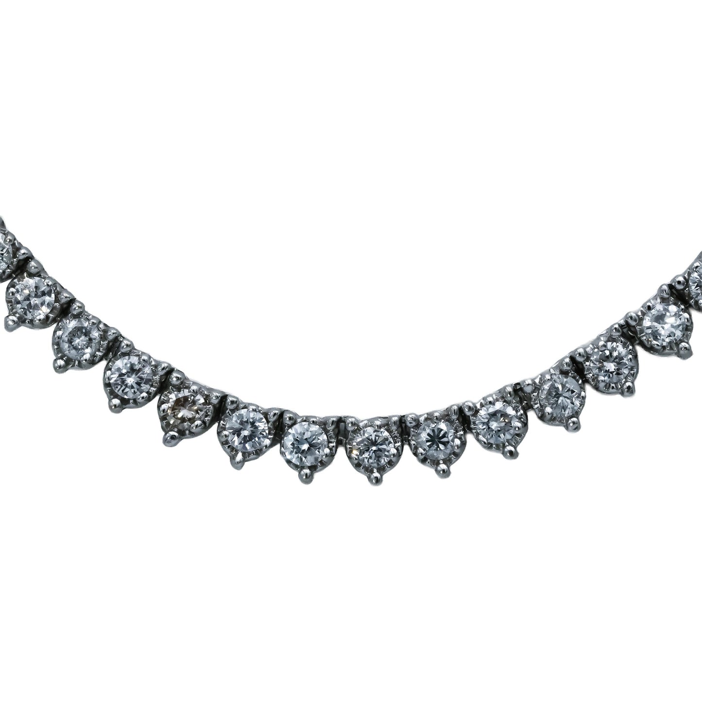 14k White Gold Round Diamond Three Prong Tennis Necklace 11.50CT