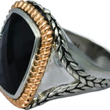 HERA 18k Yellow Gold Sterling Silver Onyx Solitaire Ring Size 7