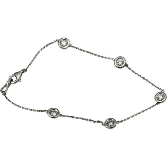 Platinum Round Cut Bezel Set Diamond By The Yard Bracelet 0.56CT