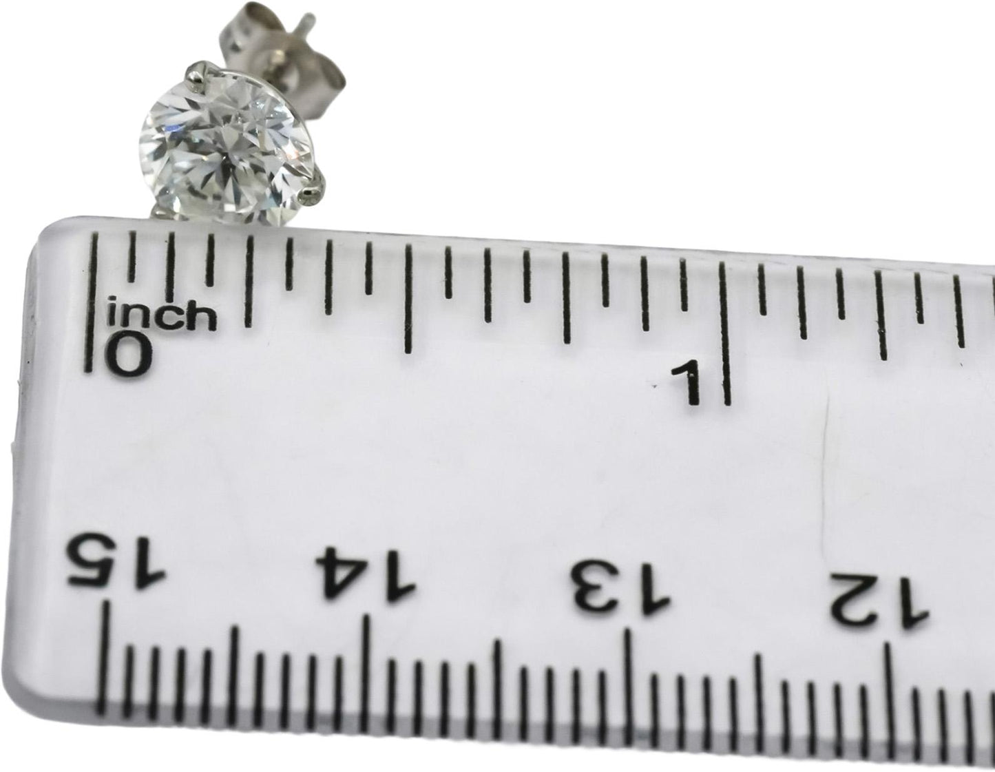14k White Gold VS Round Lab-Grown Diamond Martini Setting Stud Earrings 3.11CT