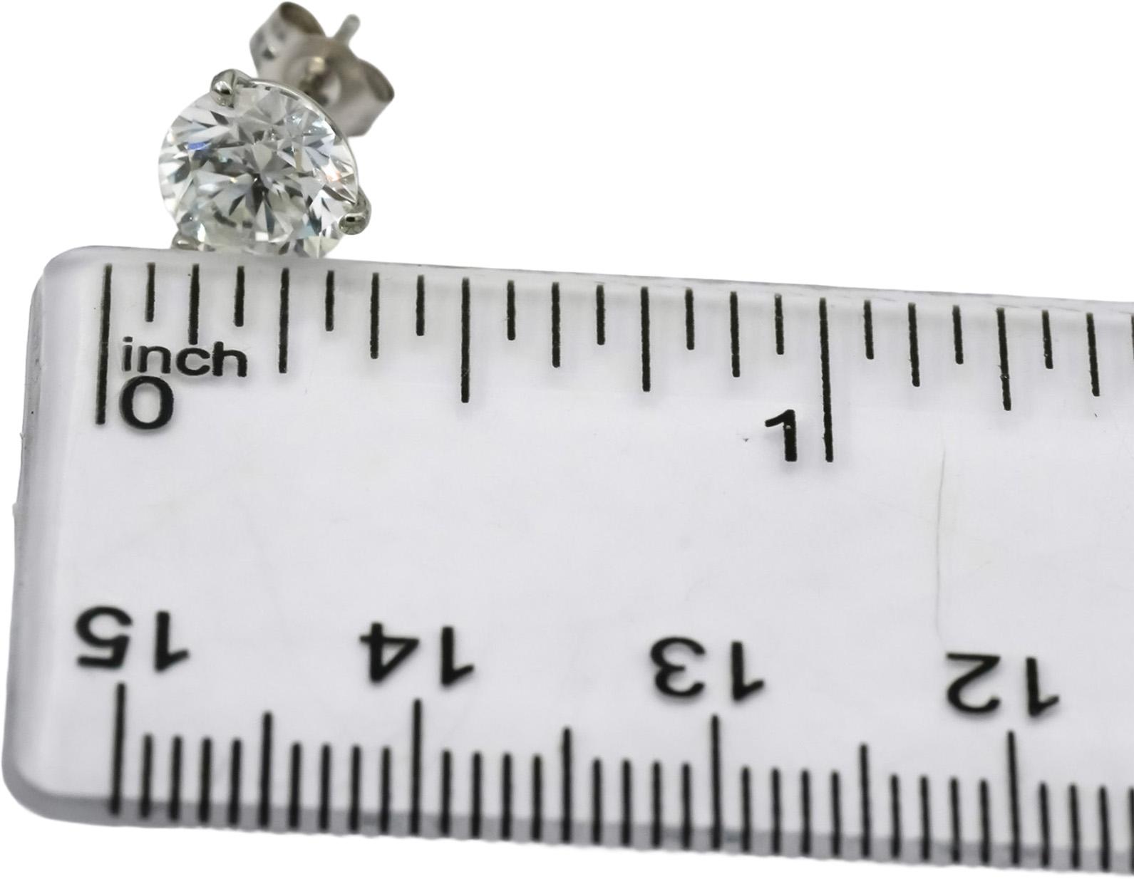 14k White Gold VS Round Lab-Grown Diamond Martini Setting Stud Earrings 3.11CT