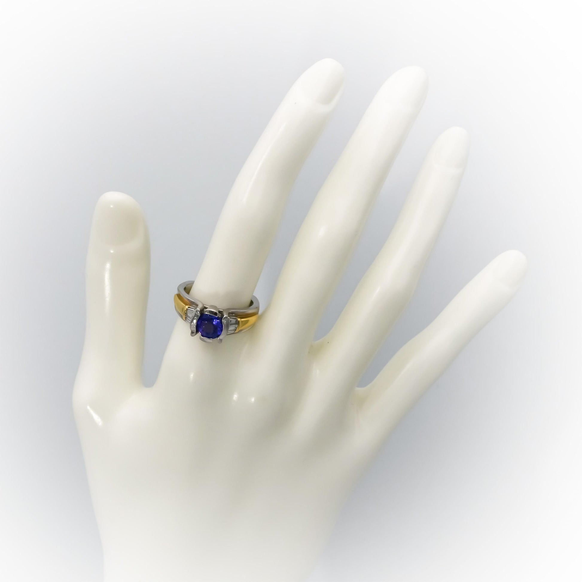 Platinum and 18k Gold VS Diamond and Tanzanite Cocktail Ring 1.70CT Size 7.25