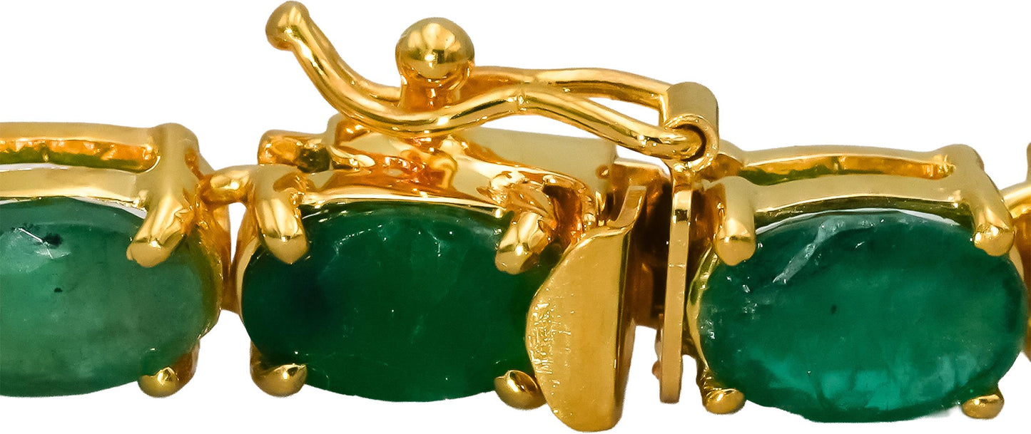 14k Yellow Gold Oval Cut Emerald Tennis Bracelet 11.50CT