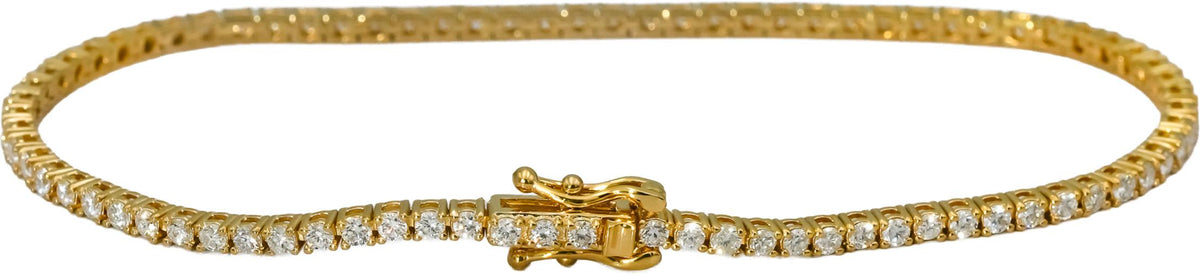 14k Yellow Gold VS Round Diamond Tennis Bracelet 1.80CT