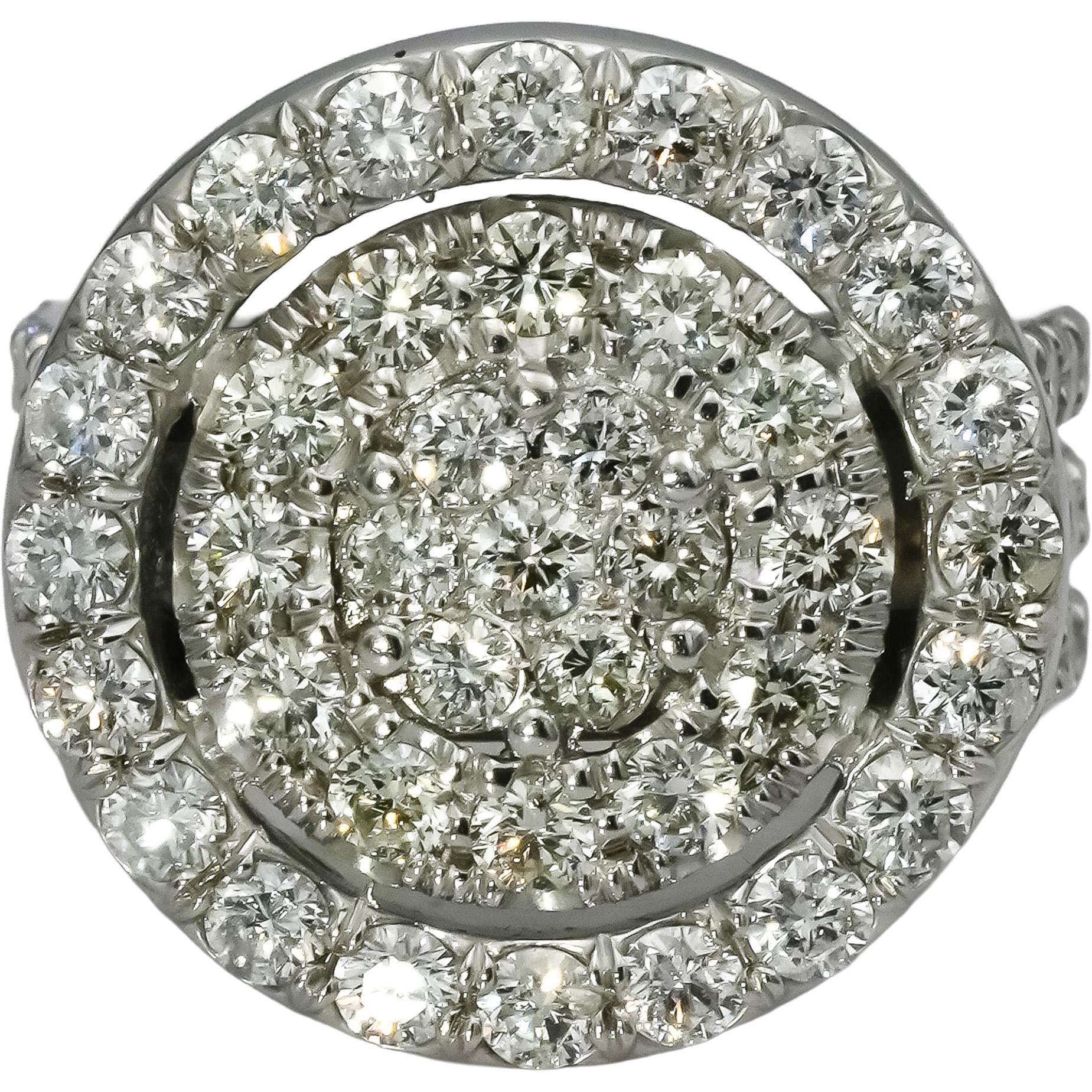 18k White Gold VS Round Diamond Cocktail Ring 3.0CT Size 5