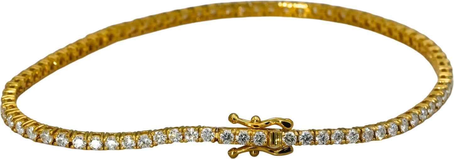 14k Yellow Gold VS Round Diamond Tennis Bracelet 2.64CT