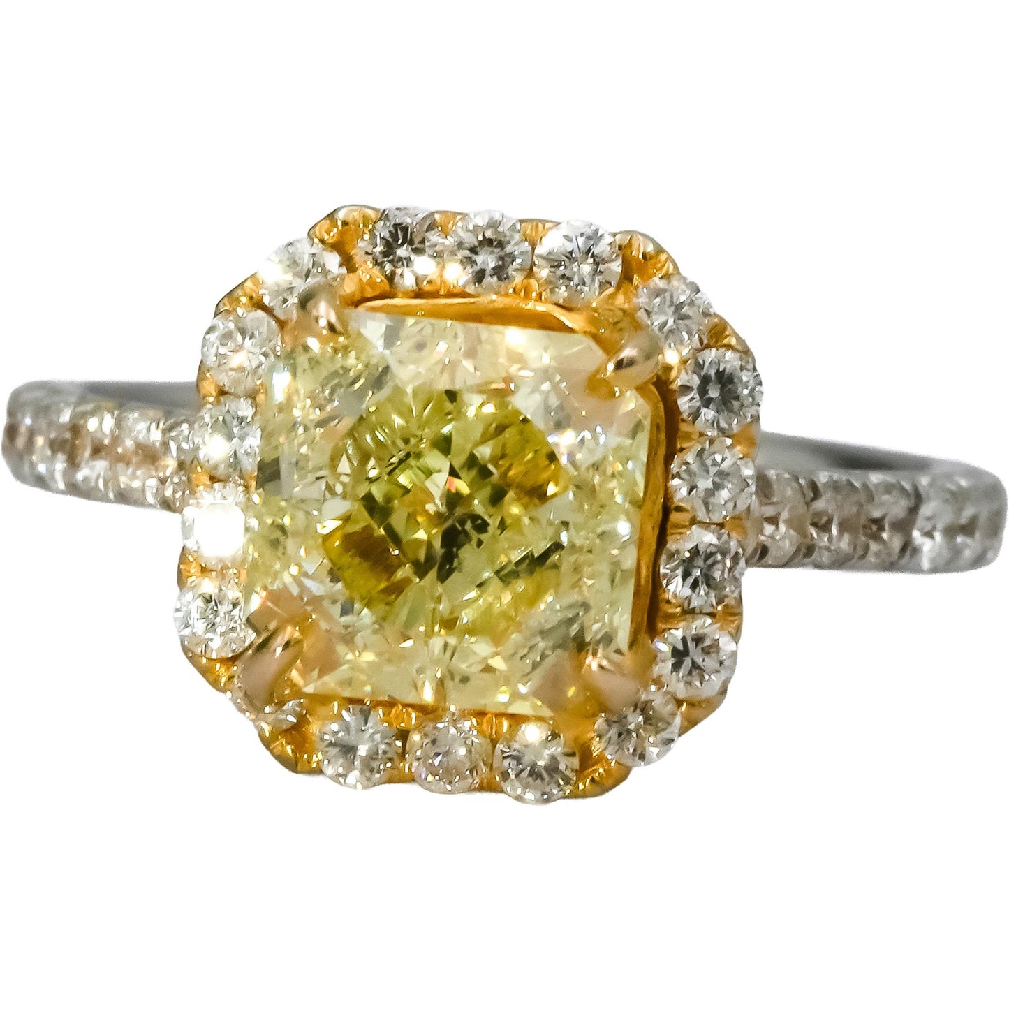 GIA 18k 2-Tone Gold Diamond Engagement Ring 3.76CT w/ 3.01CT Center