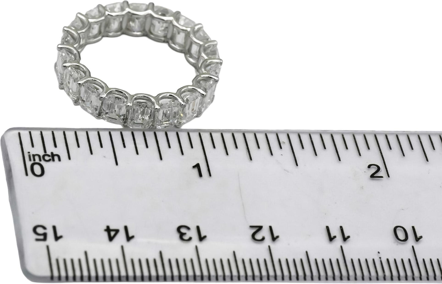 18k White Gold VS Emerald Cut Diamond Eternity Band Ring 6.89CT Size 7.25