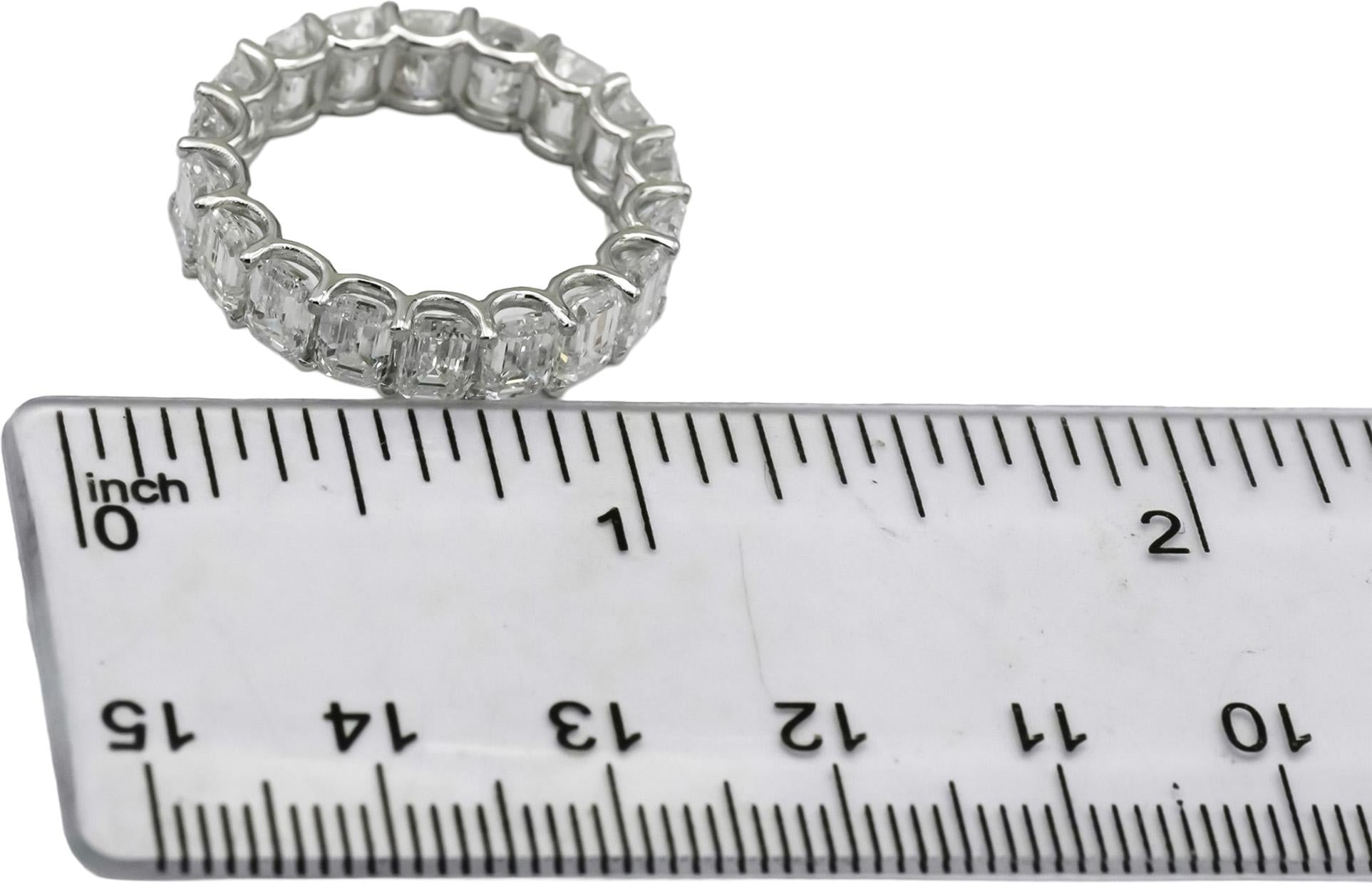 18k White Gold VS Emerald Cut Diamond Eternity Band Ring 6.89CT Size 7.25