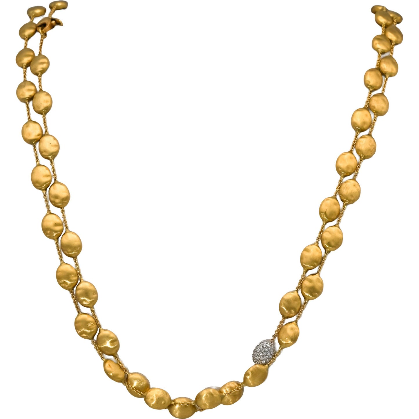 MARCO BICEGO 18k Yellow Gold Diamond Siviglia Station Necklace 0.37CT 49.5" Long