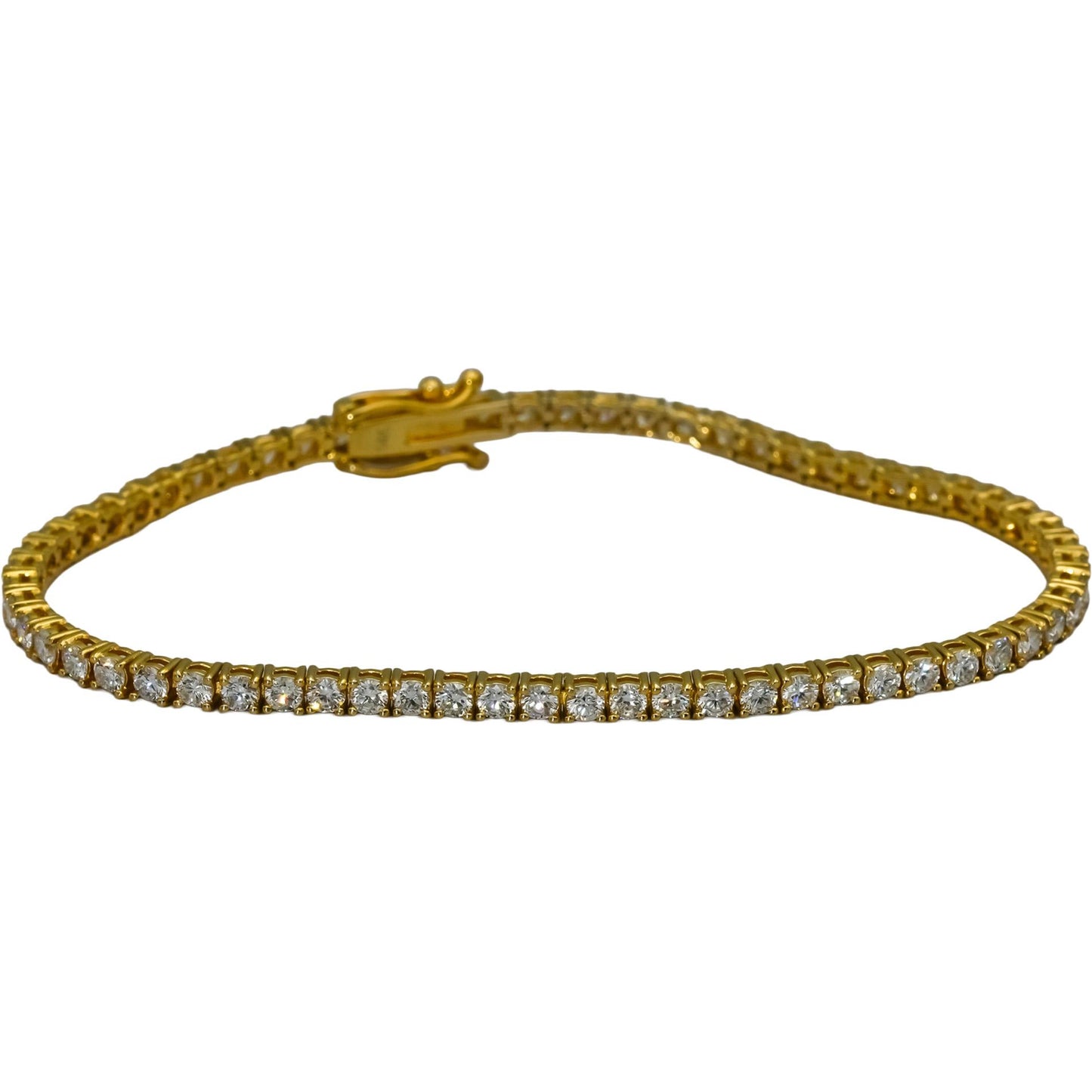 14k Yellow Gold VS Round Lab-Grown Diamond Tennis Bracelet 3.52CT