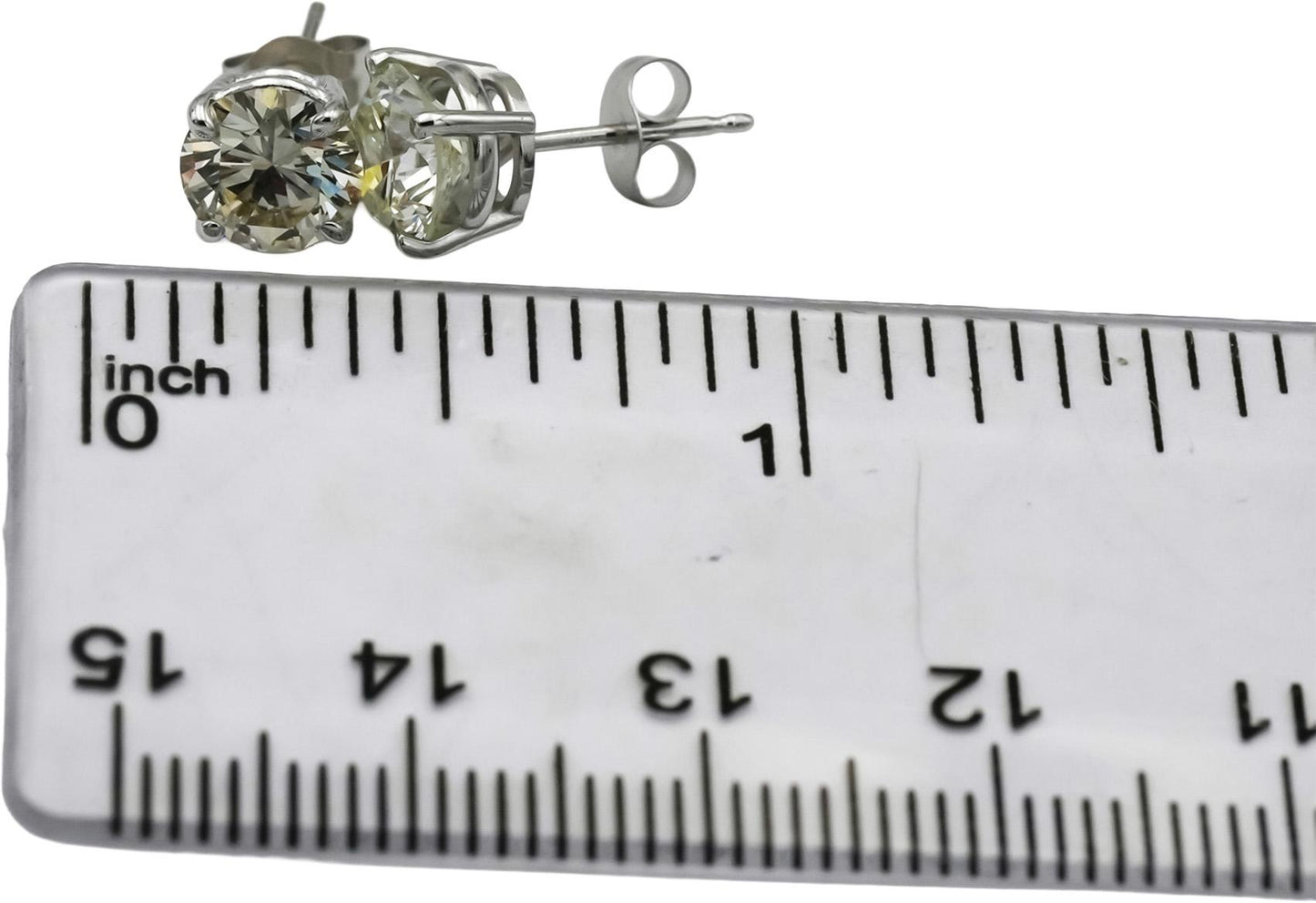 14k White Gold VS Round Cut Diamond Stud Earrings 2.31CT