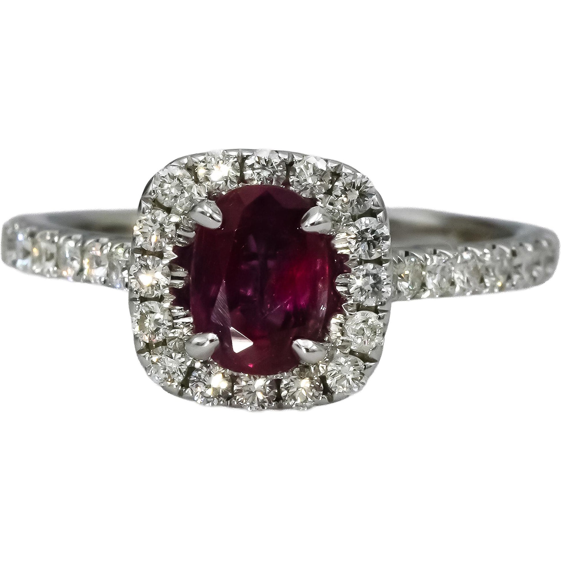14k White Gold Diamond and Ruby Cocktail Ring 1.43CT Size 6.75