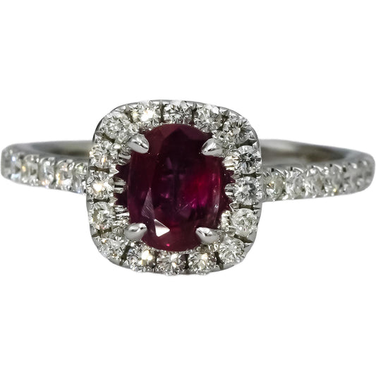 14k White Gold Diamond and Ruby Cocktail Ring 1.43CT Size 6.75