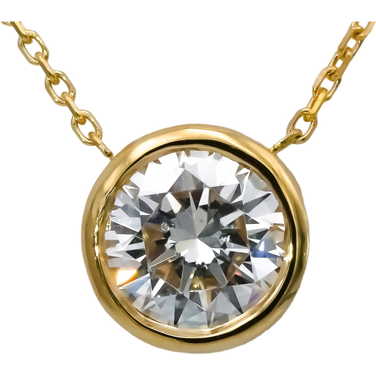 14k Yellow Gold VS Round Lab-Grown Diamond Solitaire Pendant Necklace 1.55CT