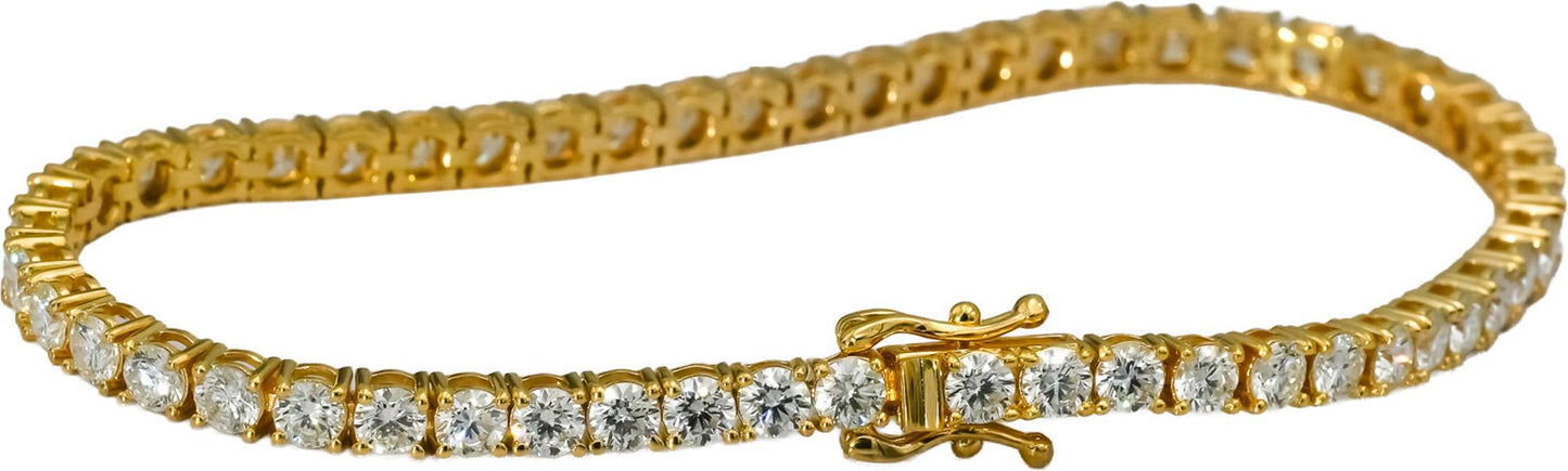 14k Yellow Gold VS Round Natural Diamond Tennis Bracelet 5.69CT