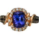LE VIAN 14k Rose Gold Diamond & "Blueberry" Tanzanite Ring 2.0CT Size 7