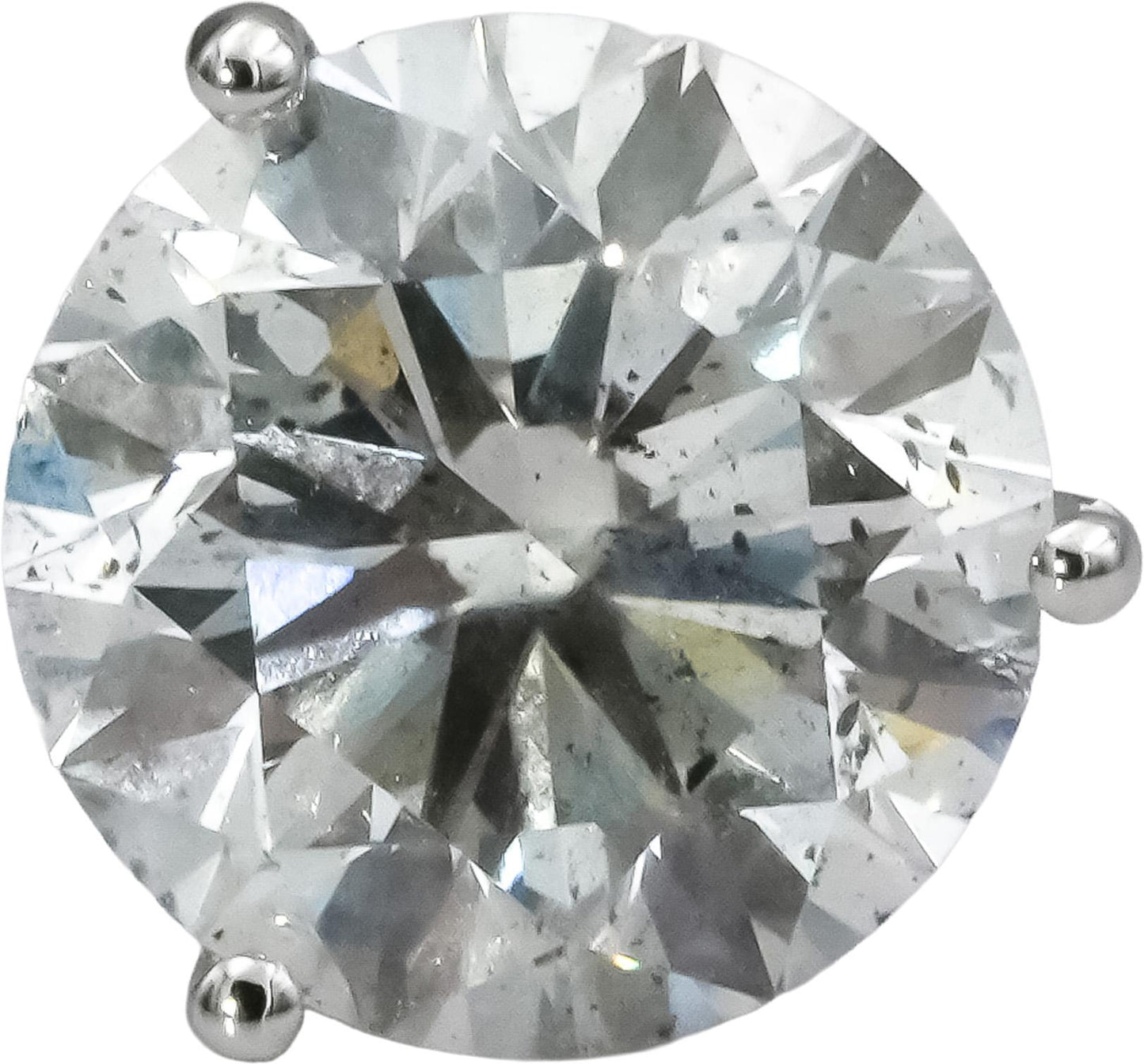 HRD Certified 14k White Gold Round Natural Diamond Martini Stud Earrings 6.03CT