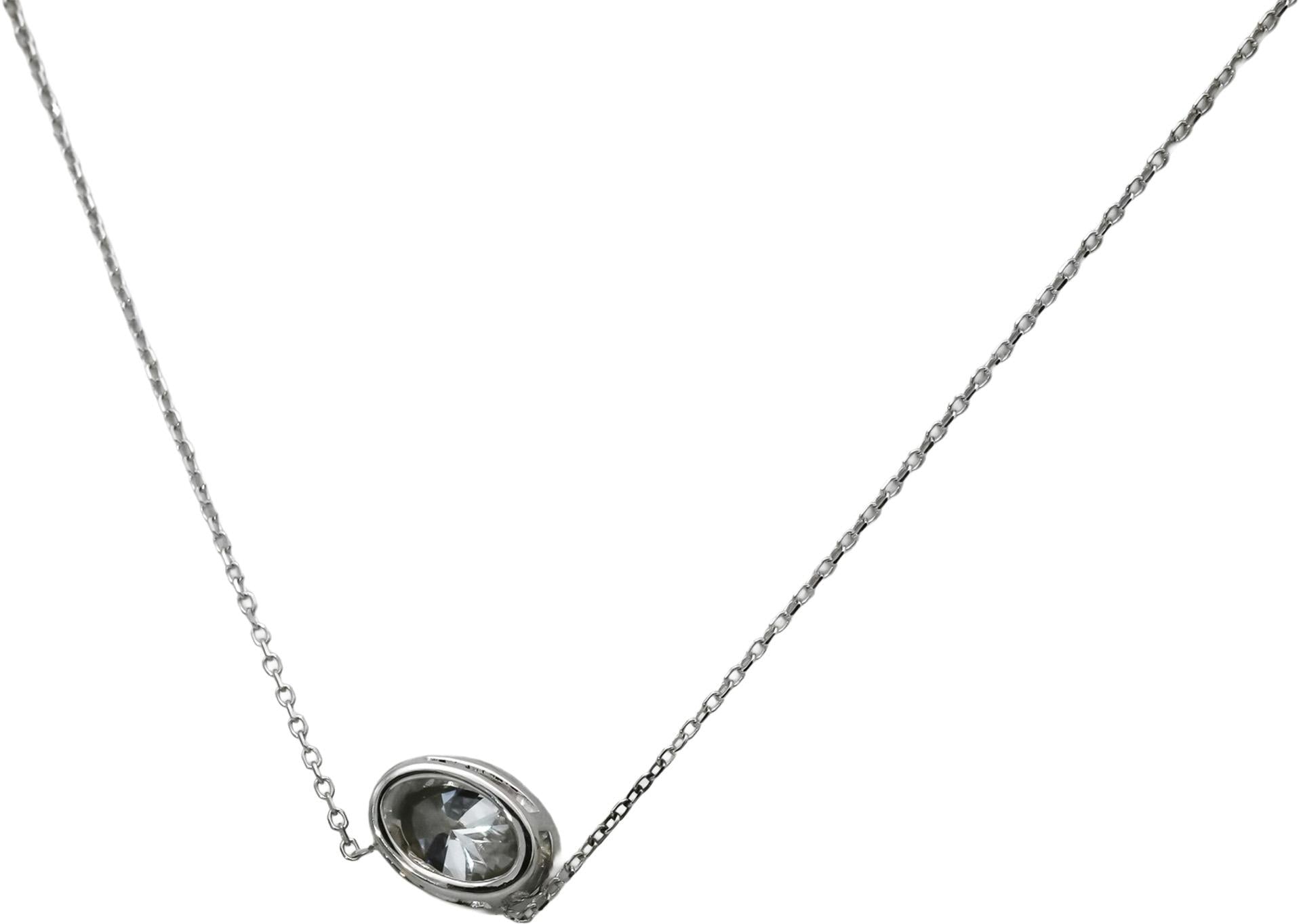 14k White Gold VS Oval Lab-Grown Diamond Solitaire Pendant Necklace 0.98CT